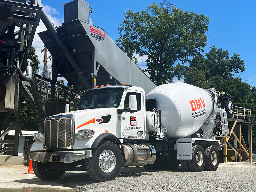 DMV Concrete mixer truck drum ready to deliver ready-mix concrete